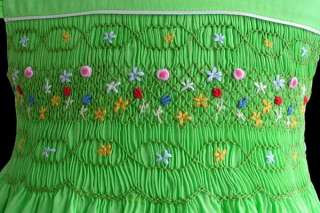 Baby green smocked spring Easter dress 6 mos #16494  