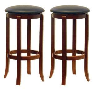  Set of 2 Faux Leather Swivel 30 Stool, Assembled 