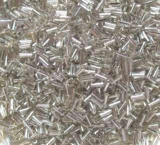 Silver lined Clear Tube Bugle Beads 1.8mm X 4mm New  