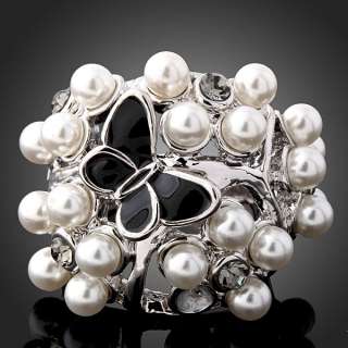 Arinna Swarovski Crystal pearls butterfly fashion Ring  
