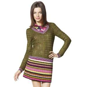  Missoni Womens Green Rayon V neck Zig Zag Sweater  Medium 