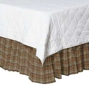   Brown Beige Dobby Checked Fabric Dust Ruffle, Queen