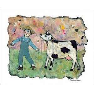    Boy and Cow   Poster by Barbara Olsen (16x12)