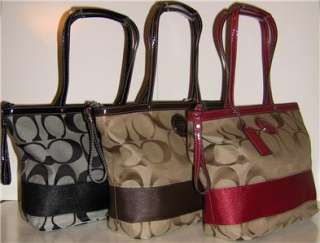 * NWT Coach Signature Stripe Tote Handbag 17433 Retails 