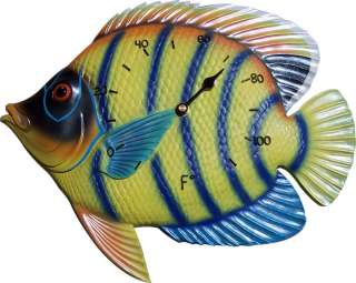 New Indoor   Outdoor Tropical Fish Clock or Thermometer  