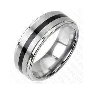  Mens Black Striped Center Tungsten Ring 8MM Wide Jewelry