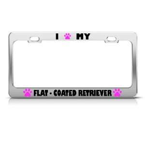 Flat Coated Retriever Paw Love Pet Dog Metal license plate frame Tag 