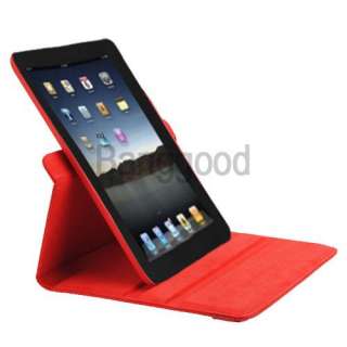   Stylish Rotating Leather Case Smart Cover With Swivel Stand RED  