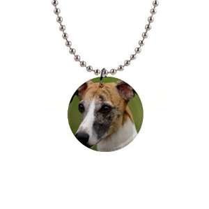 Whippet Puppy Dog 2 Button Necklace B0649