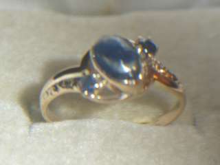14K Y/G SAPPHIRES OSTBY & BARTON ANTIQUE RING 1920  
