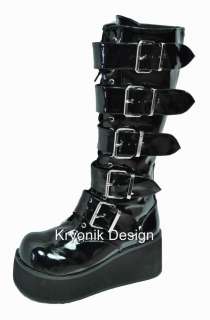 Demonia boots Trashville 518 goth cyber patent women 8  