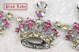 H432 Cute Crystal Crown Charm Pendant Wholesale (3pcs)  