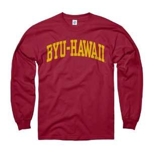  BYU Hawaii Seasiders Cardinal Arch Long Sleeve T Shirt 