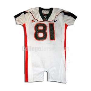  White No. 81 Team Issued Miami Nike Football Jersey 