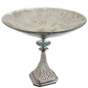   CBK Large Mercury Glass Decorative Pedestal Bowl