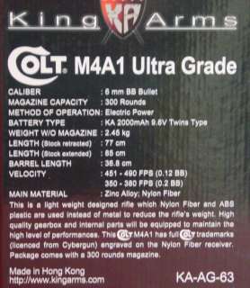 aeg COLT M4A1 KA AG 63 ULTRA GRADE Nylon Fiber King Arms M4 METAL 
