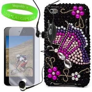  Diamond Black Rhinestone Jewel Case Hard Cover for iTouch 4 Snap 