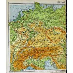  1925 Map Switzerland Bavaria Austria Spain Portugal