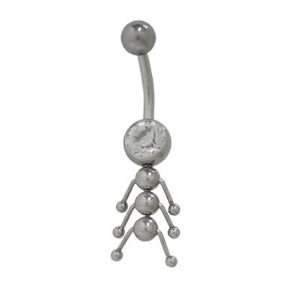  Catarpillar Belly Button Ring with Clear Cz Jewel Jewelry