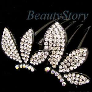    1pc rhinestone crystal butterfly French twist hair comb