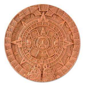 AZTEC CALENDAR~Handmade Ceramic Sculpture~Mexico  