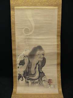 EDO Antique KANO TANYUs Hanging Scroll w/Hermit R287  