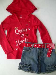 Girls 5 Shirt Jean Skirt GYMBOREE Queen of Heart Shirt Spring Summer 