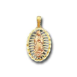   14K Yellow Pink Gold Virgin Guadalupe Charm Pendant IceNGold Jewelry