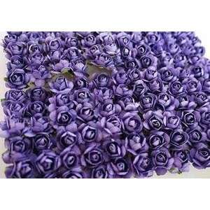  144pc Mulberry Paper 1/2 Rose Flower with Stem (Purple 