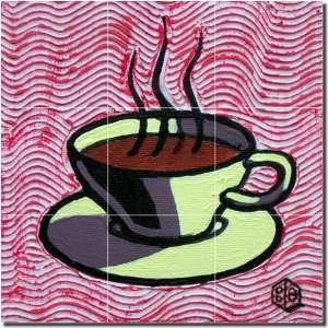 Coffee Cup   Red by Beaman Cole   Artwork On Tile Ceramic Mural 12 
