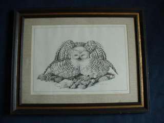 Snowy Owl Stone Lithograph signed by Gary Lyon , Alaska  