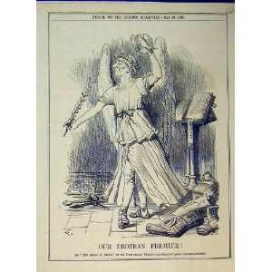  1885 Angel Peace Dove Bird Costume Book Sword Old Print 
