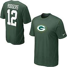 Nike Green Bay Packers Aaron Rodgers Name & Number T Shirt    