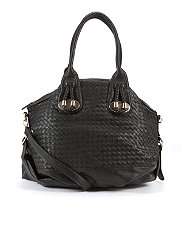 Black (Black) Black Woven Panelling Shoulder Bag  229349701  New 