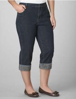 Essentials by Maggie™ Embroidered Cuff Denim Capris  Fashion Bug