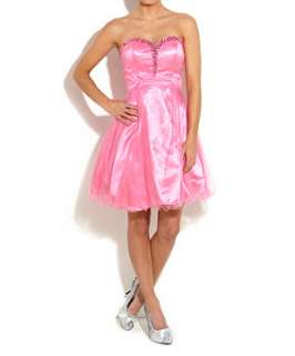 Pink (Pink) Ruby Prom Lace Back Prom Dress  247465470  New Look