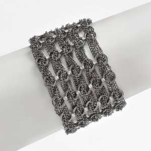   Black Ruthenium Finish Multi Chain Crystal Station Bracelet Jewelry