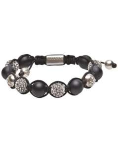 Nialaya Italian Grey Crystal And Onyx Bracelet   Atrium   farfetch 