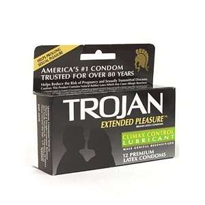 Trojan Extended Pleasure Climax Control Lubricant Premium Condoms 12 
