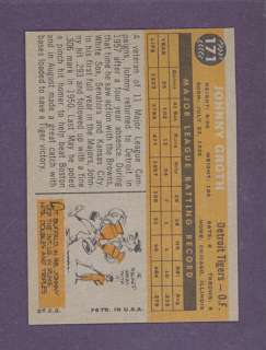 1960 Topps #171 Johnny Groth Tigers. This card appears NM/MT or 