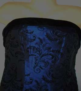 Womens Dark Blue Black Velvet Strapless Formal Dress 8  