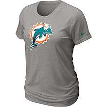 Nike Miami Dolpins Womens Legend Logo Grey Dri FIT T Shirt    