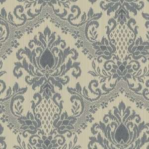 Waverly Wallpaper Grey Blue and Cream Classic Damask  