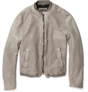   Coats and jackets  Leather jackets  Ribbed Trim Leather Jacket