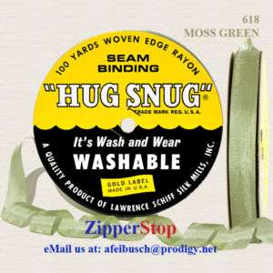 100 Yd Roll~1/2 Wide~Hug Snug Seam Binding~ Moss Green  