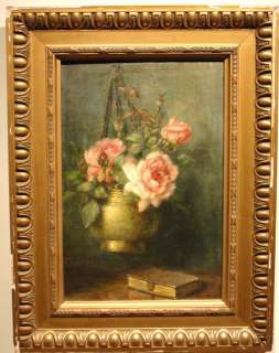 1890 antique floral still life painting  