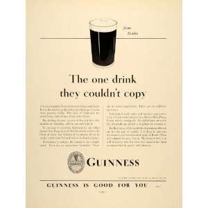  1934 Ad Guinness Stout Dark Beer Dublin Ireland   Original 