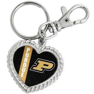  Purdue Boilermakers Silvertone Heart Keychain Sports 
