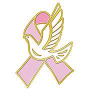 Breast Cancer Pink Ribbon White Hope Dove Lapel Pin NWT  