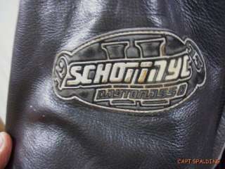 Schott.Black Leather Cafe Racer Motorcycle Biker Jacket.Patches 
